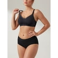 thumbnail image 4 of SHARICCA Women Comfort Seamless Wirefree Bra Lace Patchwork Smooth T-shirt Bra, 4 of 7