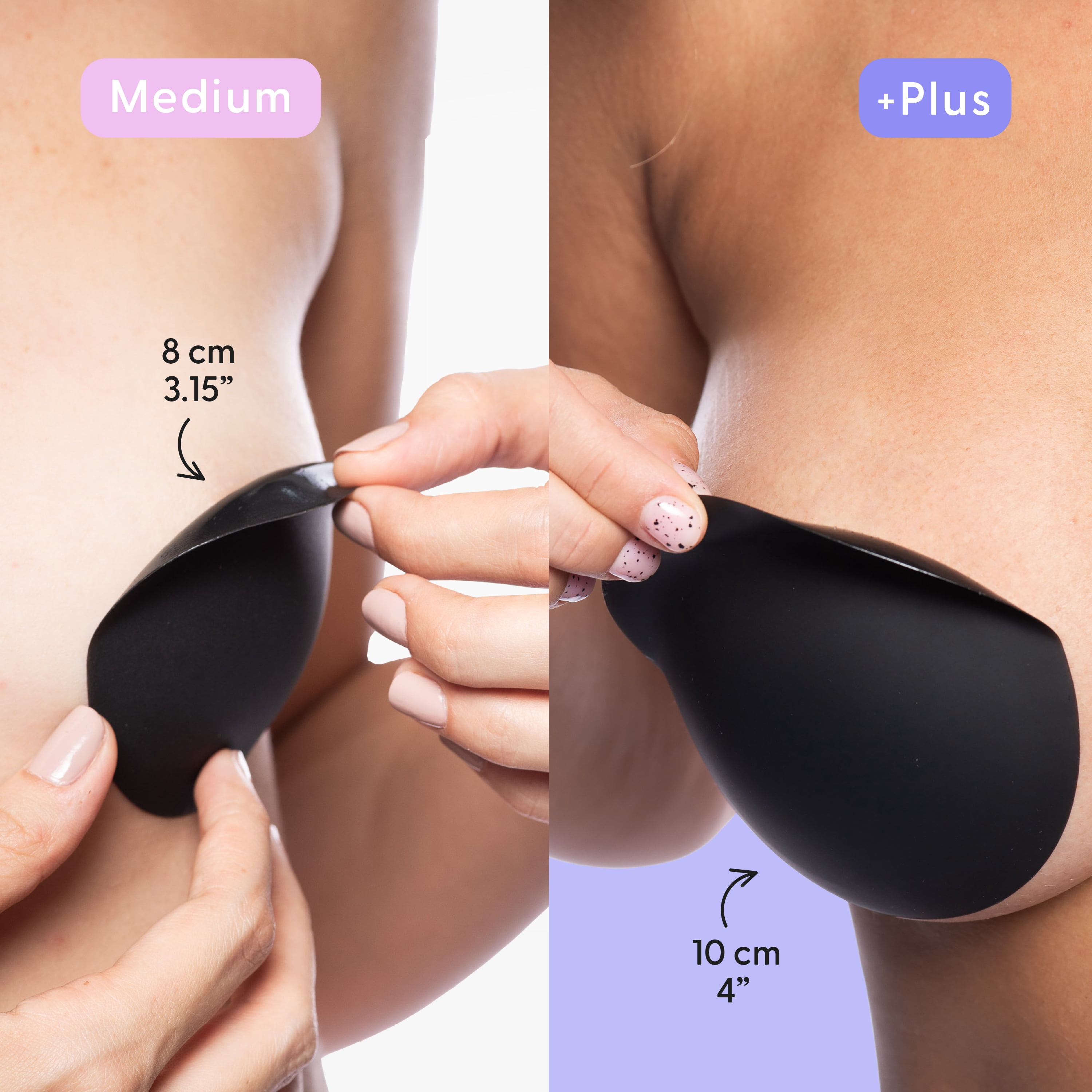 Nipskin Black Silicone Nipple Covers for Women, Reusable Adhesive Pasties for Dark Clothing, Medium