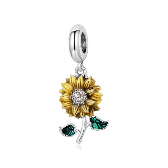 Sunflower Fashion Silver-Plated Charm Beads for Jewelry Making