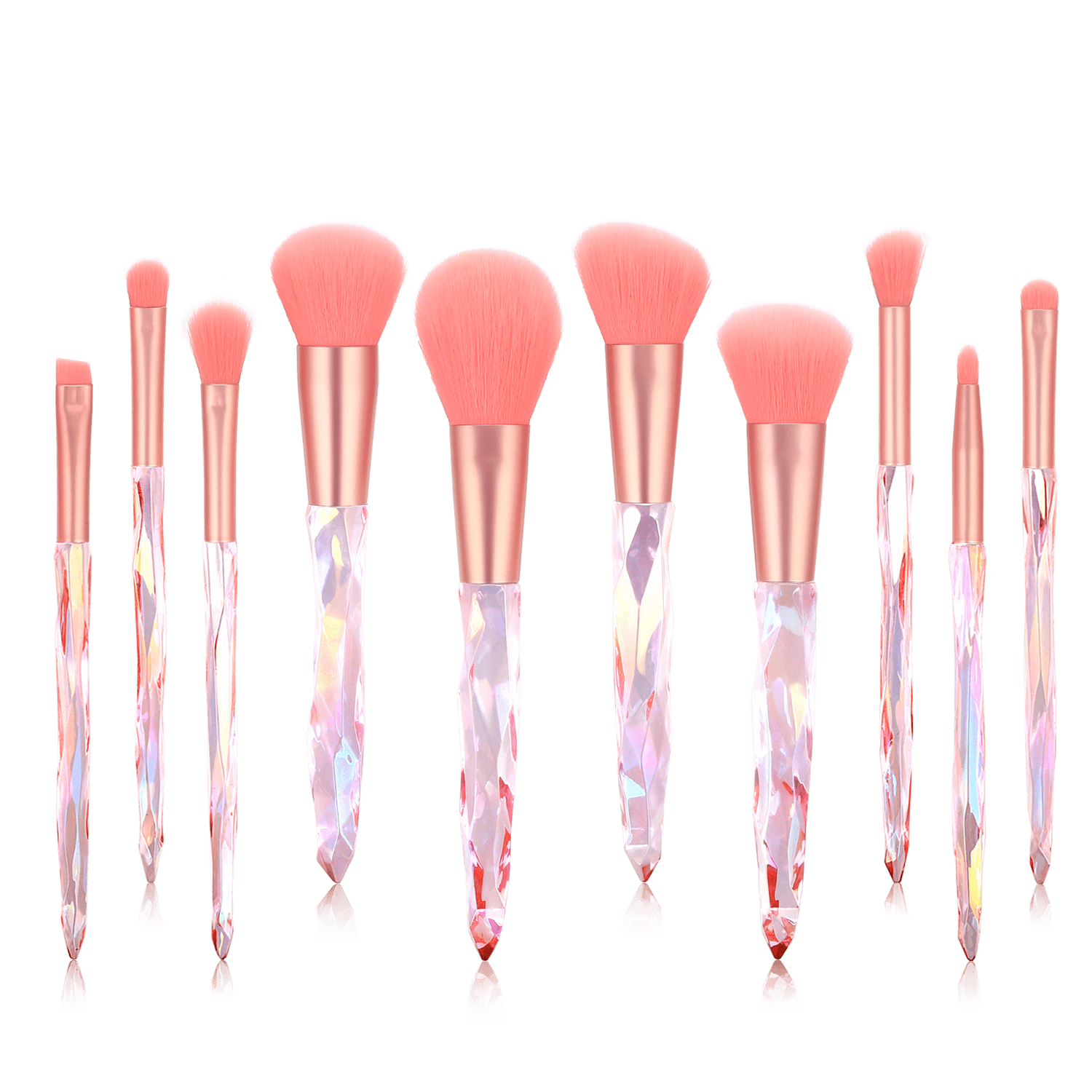 Bsroluna 10 Pcs Crystal Pink Makeup Brushes Set Ideal Make Up Brushes
