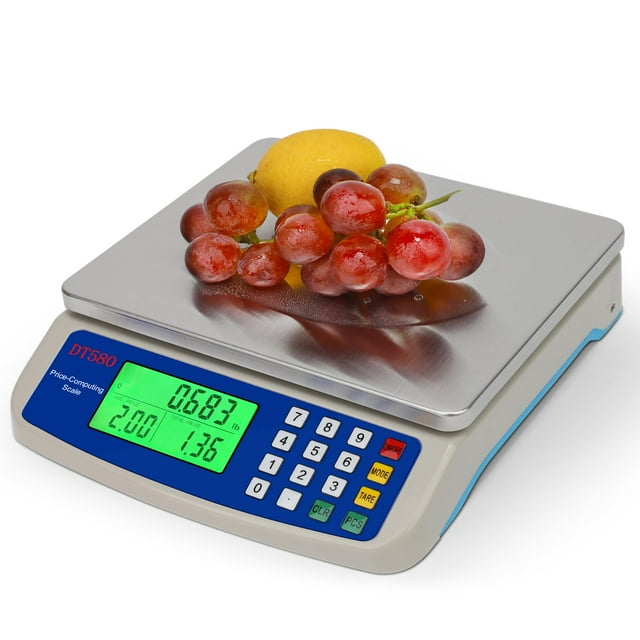 RUJIXU 30kg Electronic Kitchen Scale Stainless Steel Digital Food Scale Counting Balance with LCD Display Batteries Included and 6V poweradapter