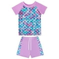 thumbnail image 2 of Godderr Girls Rash Guard 2-Piece Swimwear Fish Scale Pattern Swimwear Upf 50+ Uv for 4-12Y, 2 of 6