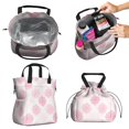thumbnail image 2 of Geometric Flower and Mandala Pink Drawstring Insulated Lunch Bag for Women, Stain-Resistant Large Lunch Tote with Multi-Pockets for Work Office, 2 of 6