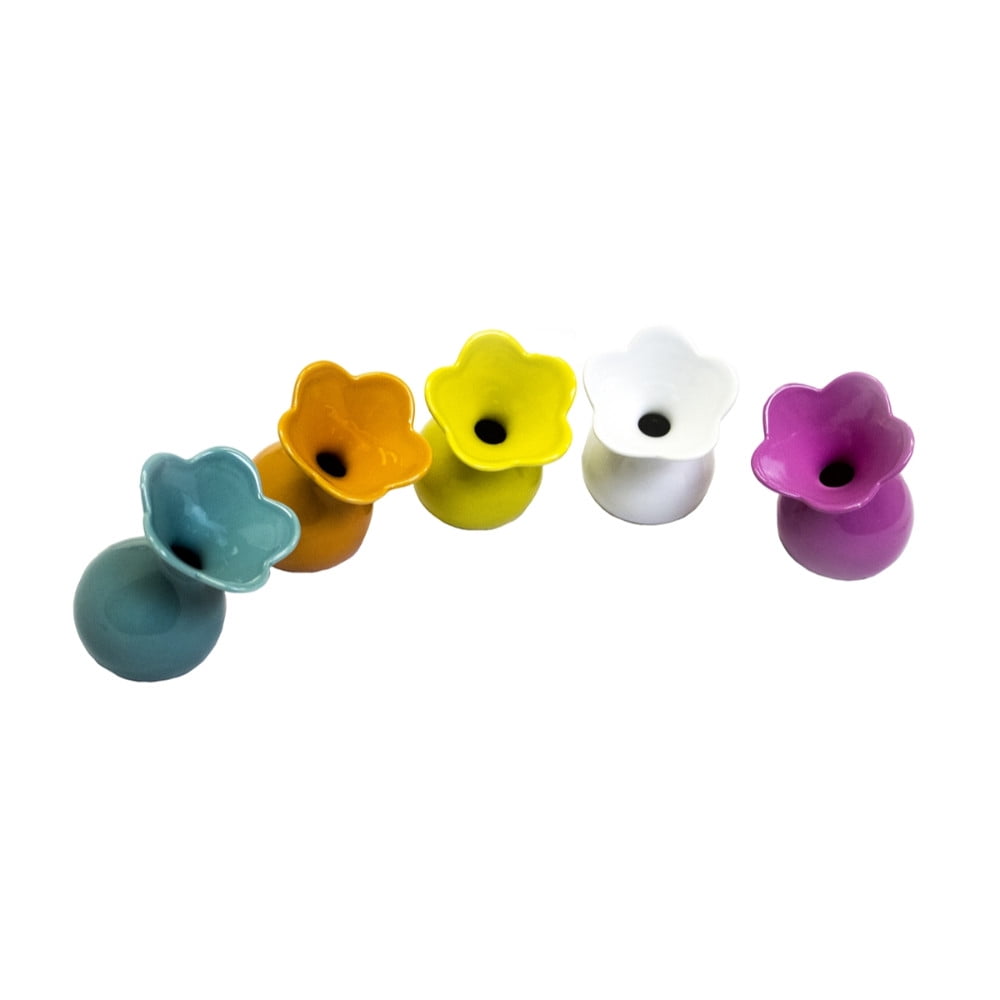 Appealing Ceramic Flower Mini Vases, Set of 5