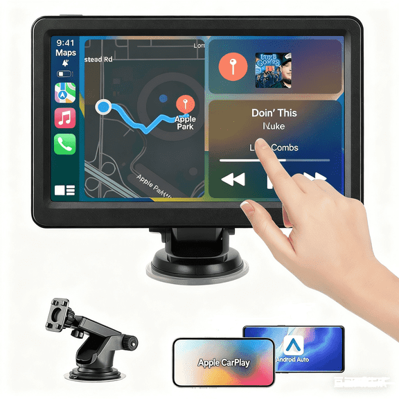LMCOWRE Portable Wireless with Apple CarPlay 7 HD Portable Car Stereo Touchscreen with Apple CarPlay and Android Auto