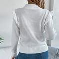 thumbnail image 5 of Htigea Women's Mock Neck Sweaters Ruffle Trim Long Sleeve Pullover Cable Knit Jumpers Fall Winter Base Layer Tops for Teen Girls White S, 5 of 8