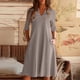 thumbnail image 3 of Sonducket Mujer Bolsillos Cuello en V Medias mangas Color sólido Midi Vestido Prendas para la parte del cuerpo Gris XXL Sonducket AP002033-05, 3 of 6