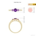 thumbnail image 4 of ANGARA Natural Three Stone Round Amethyst Ring with Diamond Accents in 14K Yellow Gold for Women (Size-5mm) | February Birthstone, Anniversary, Jewelry Gift for Women | Natural Amethyst Ring, 4 of 8