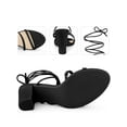 thumbnail image 2 of BLISSFUL STEP Strappy Lace Up Open Toe Block Heel Sandals for Women Black 5.5, 2 of 6