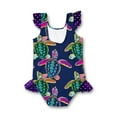thumbnail image 6 of Millie Loves Lily Female Navy Water Turtle Ruffle-Accent One-Piece Swimsuit, Size 2T-10, 6 of 7