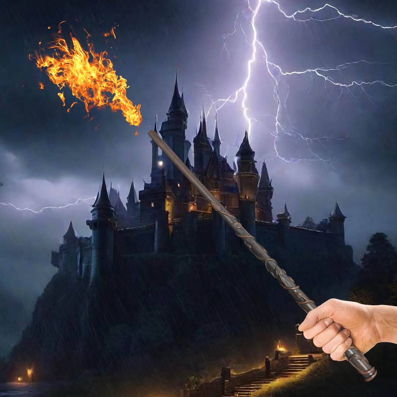 Fireball Shooting Magic Wand Halloween Incendio Wands Cosplay Costume Accessories for Birthday Party Gift