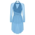 thumbnail image 6 of Aislor Womens Contemporary Lyrical Dance Long Sleeve Rhinestone Backless Ballet Dancewear Leotard Dress Dusty Blue XXL, 6 of 7