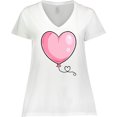 thumbnail image 3 of Inktastic Pink Balloon Heart Women's Plus Size V-Neck T-Shirt, 3 of 5