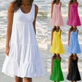 thumbnail image 2 of Lenago Women's Plus Size 2025 Summer Dresses Fashion Holiday Summer Solid Color Sleeveless Party Beach Dress With Pocket on Clearance, 2 of 4