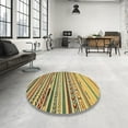 thumbnail image 4 of Ahgly Company Machine Washable Indoor Round Abstract Gen Brown Yellow Area Rugs, 5' Round, 4 of 7