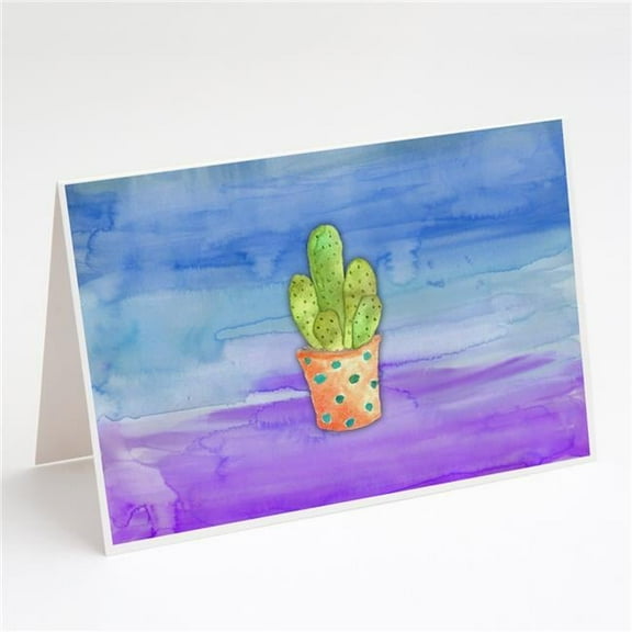Cactus Blue & Purple Watercolor Greeting Cards & Envelopes - Pack of 8