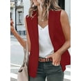 thumbnail image 5 of Women'S Sleeveless Blazer Vest Casual Open Front Single Button Summer Jacket with Pockets Wine Red L, 5 of 6