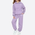 thumbnail image 1 of Sudadera con capucha larga con estampado pequeño en forma de corazón para niños y pantalones deportivos con lazo en las piernas, conjunto deportivo informal de dos piezas con forro polar para mayor ca, 1 of 4