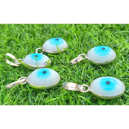 Evil Eye Gemstone 925 Sterling Silver Plated Handmade Pendant 5 pcs