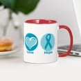 thumbnail image 4 of CafePress - Peace Love Teal Hope - 11 oz Ceramic Mug - Novelty Coffee Tea Cup, 4 of 6