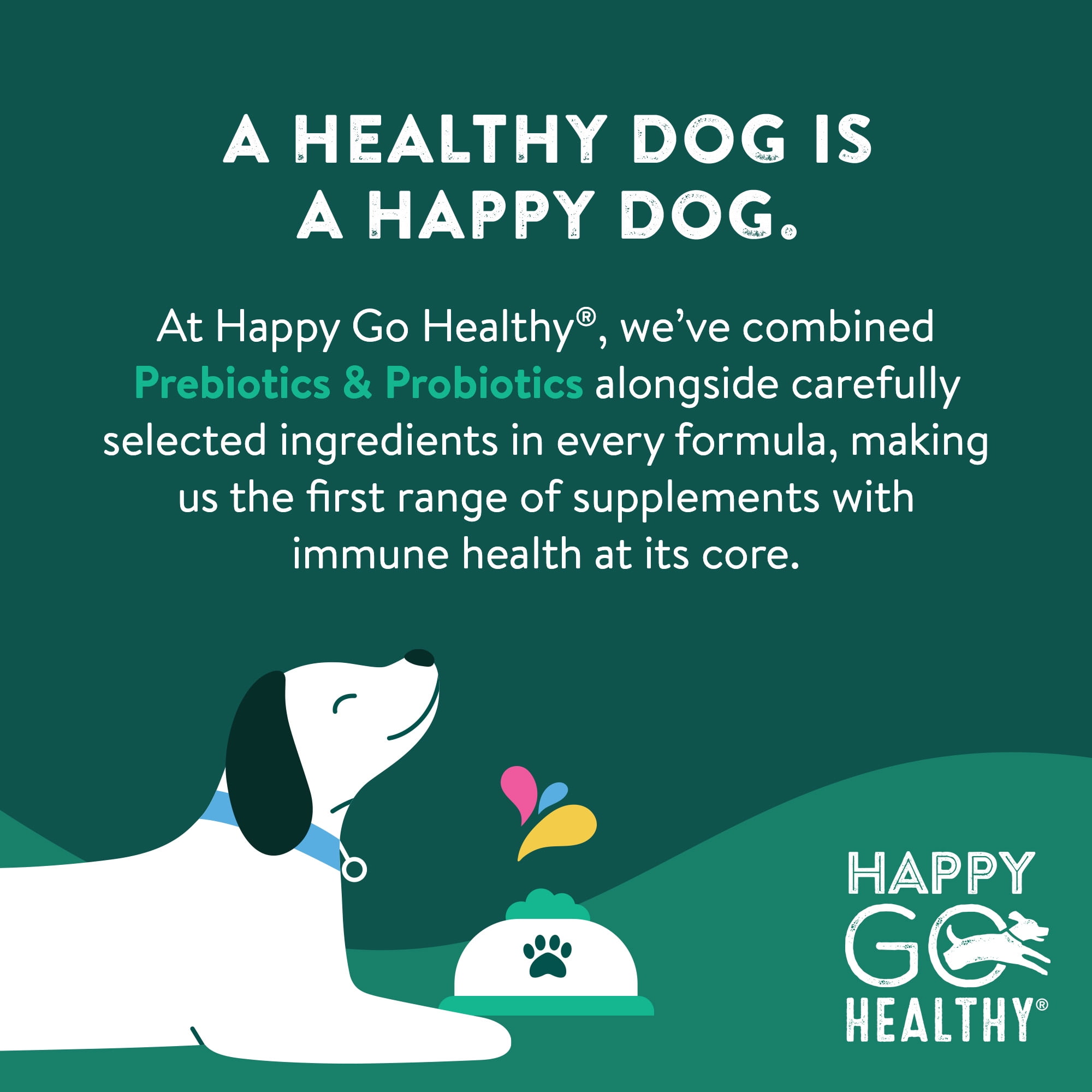 Happy Go Healthy Hip & Joint Supplements for Dogs | Probiotic & Prebiotic Benefits with Wild Salmon Omega 3s to Help Your Dog Reach New Heights | All Breeds and Sizes | 120 Count