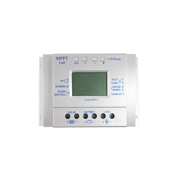 Inteprter Controlador de panel solar 60A PWM Digital 12V Regulador Cargadores Inversores Accesorios Temporizador Control Configurable Eléctrico Cámaras de vigilancia