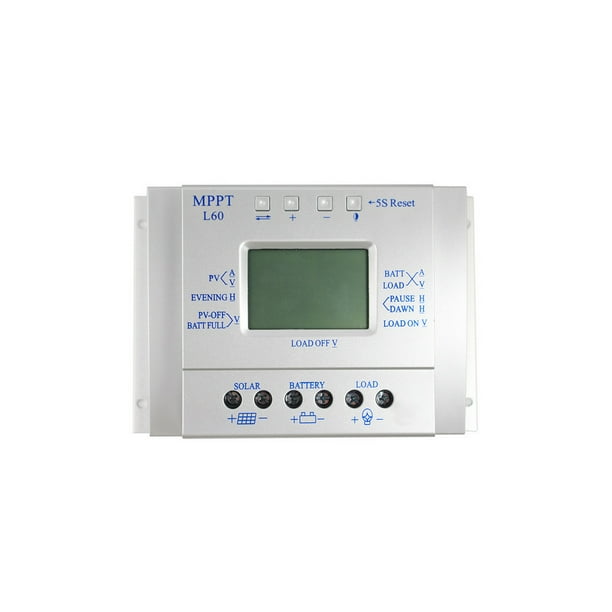Inteprter Controlador de panel solar 60A PWM Digital 12V Regulador Cargadores Inversores Accesorios Temporizador Control Configurable Eléctrico Cámaras de vigilancia