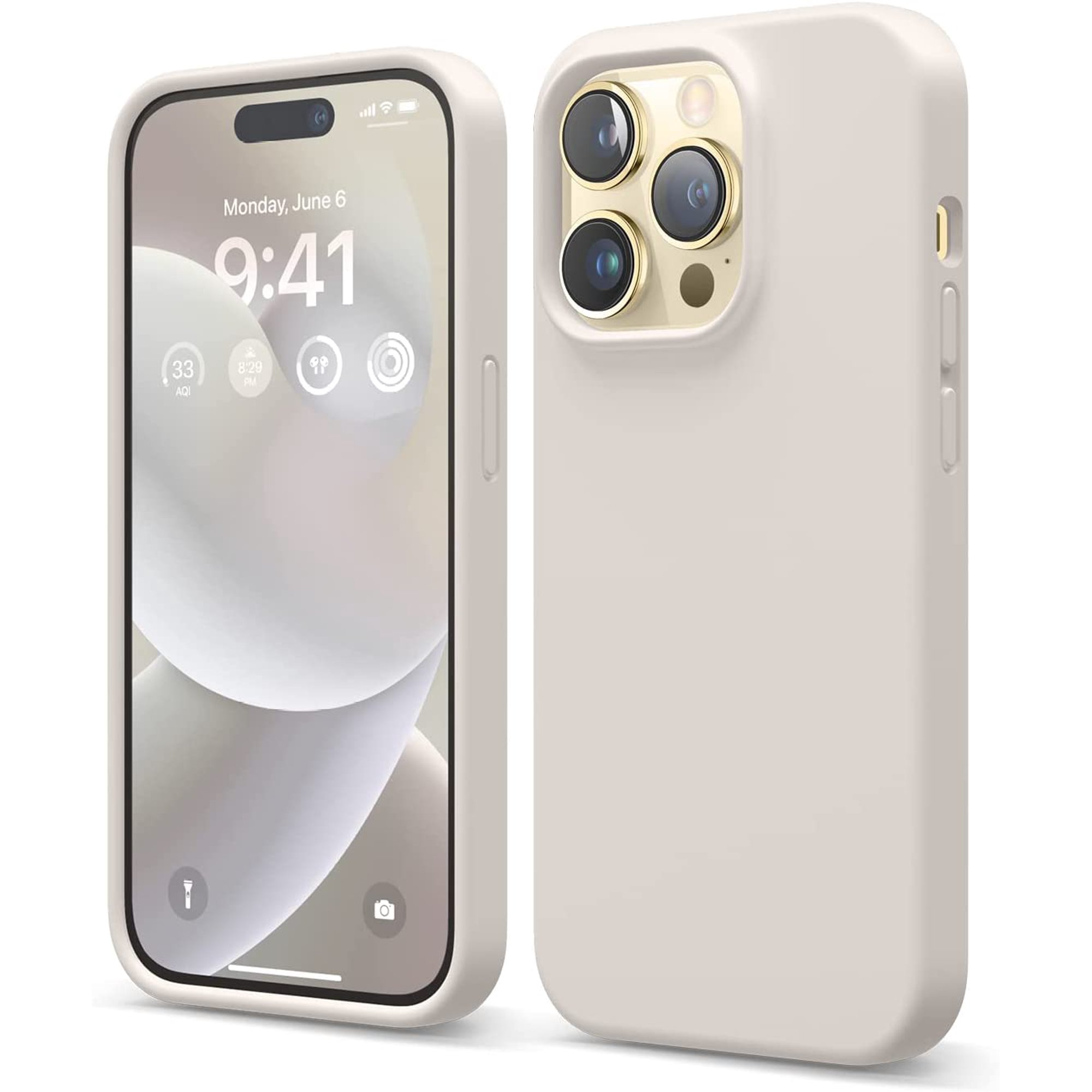 elago Liquid Silicone iPhone 14 Pro Case, Full Body Protective Cover, Shockproof, Slim Case (Stone)