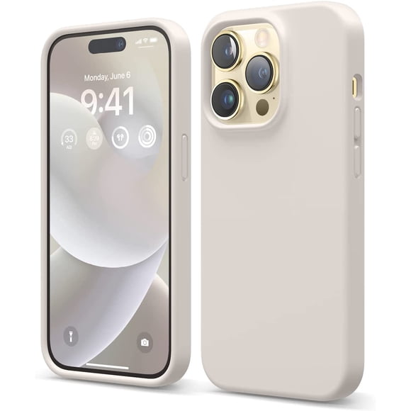 elago Étui en Silicone Liquide pour iPhone 14 Pro, Protection Intégrale, Antichoc, Mince (Pierre)