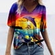 thumbnail image 1 of Puntoco - Camiseta de manga corta con estampado de animales marinos y cuello en V para mujer Puntoco Puntoco-4302, 1 of 6