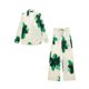 thumbnail image 5 of HH TRAF Trajes de verano para mujer, moda, estampado, cuello vuelto, mangas largas, camisas de un solo pecho, pantalones con cordones y cintura elástica para mujer, 5 of 5