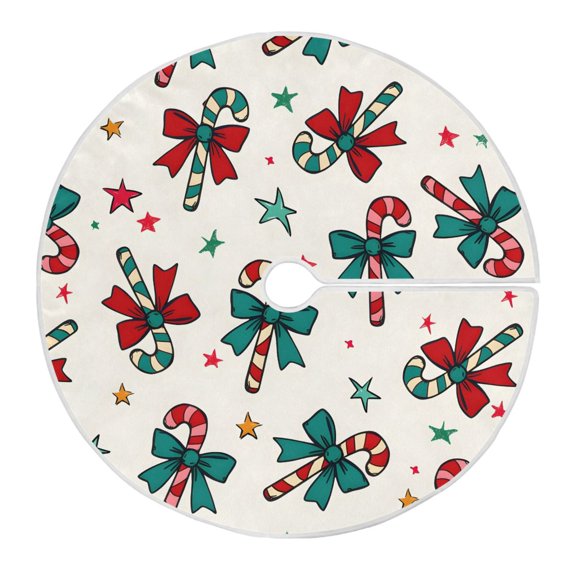Ryvnso Christmas Tree Skirt Christmas Candy Cane Bows Xmas Tree Skirts Ornament Home Decorations 35.4"