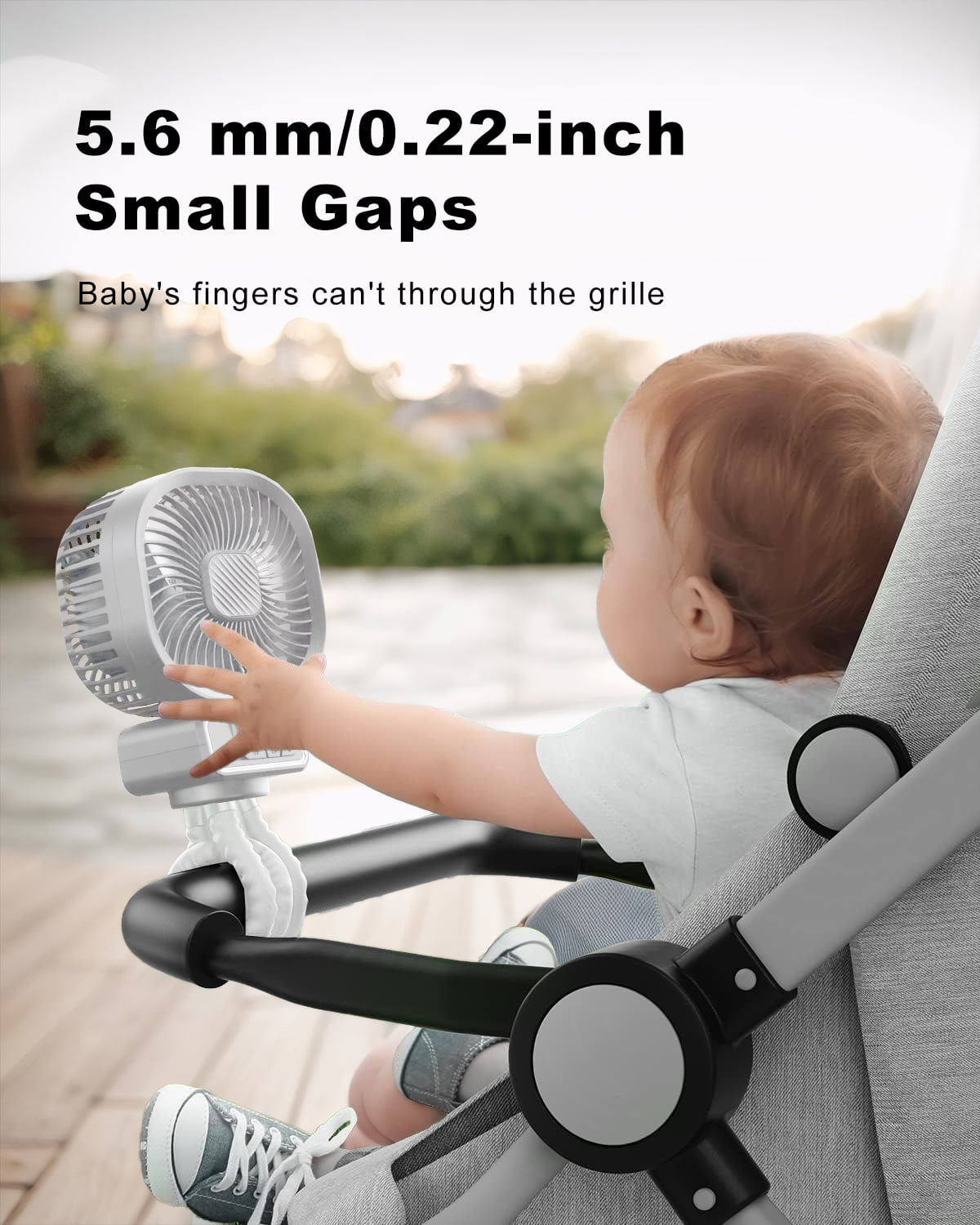Inadays Inadays Fortable Fan Stroller Fan Desk Oscillating Fan Battery Operated Rechargable 5000 mAh Table Mini Small Fan Adjustable 3 Speeds with Light