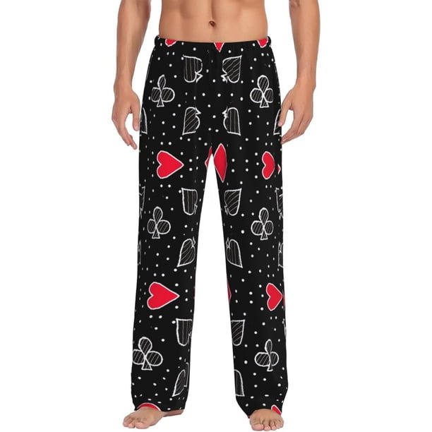 Fotbe Card Suits Pantalones de Pijama para Hombre, Pantalones de Dormir, Pantalones de Casa con Cintura Ajustable y Bolsillos-Medium