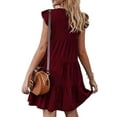 thumbnail image 2 of Gomelly Women Sundress Summer Short Mini Dresses Loose T Shirt Dress Ladies Casual Kaftan Swing Claret M, 2 of 3