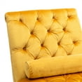 thumbnail image 5 of Velvet Chaise Sofa with Lumbar Pillow, Modern Ergonomic Upholstered Concubine Sofa Chair, Comfy Button-Tufted Sleeper Recliner Sofa for Living Room, Bedroom, Balcony, Mustard, 5 of 7