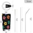 thumbnail image 2 of 12 Oz Stainless Steel Vacuum Insulated Tumbler Cute Colorful Flowers Black Cartoon Coffee Cup with Lids and Straw Double Wall Water Travel Mug for Hot and Cold Drinks for Home Office, 2 of 5