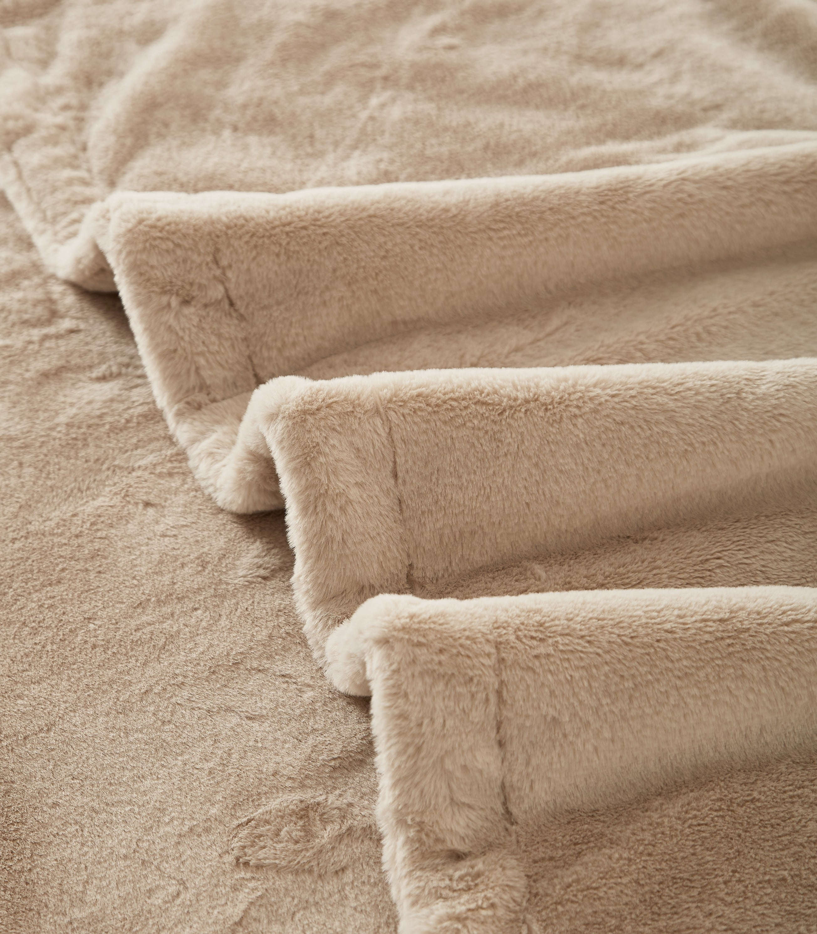 Cozy Haven Oversized Faux Fur Throw Blanket, Soft Beige, 50" x 72"