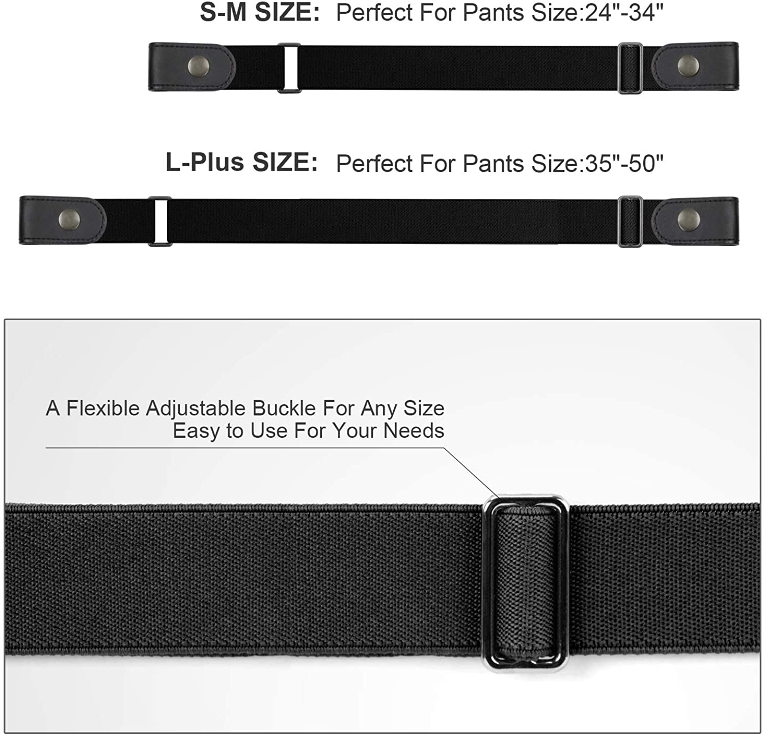 3979 No Buckle Stretch Belt For Women- Bulge, Hassle, Comfortable 4 Piece Women Elastic Stretch Belt Invisible No Show Waist  main image 2