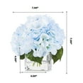 thumbnail image 4 of Enova Home Artificial Silk Hydrangea Flowers Arrangement in Cube Glass Vase With Faux Water For Home Office Decoration (Azure), 4 of 4