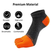 AMITOFO Toe Socks for Men Athletic Running Ankle Socks Breathable Mesh Low Cut Barefoot Five Finger Toe Socks, 5 Pairs Size 10-12