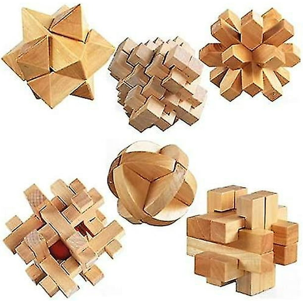 Rompecabezas de madera juego de 6 rompecabezas 3d de cubo de madera para ninos y adultos rellenos de bolsas de regalos educativos y favores de fiesta juguetes de aprendizaje de desarrollo F