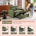 thumbnail image 5 of Ktaxon Sofa Bed, Corduroy Mechanical Pull-Out Loveseat, Convertible Couch for Living Room, Apartment Green, 5 of 10