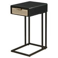 thumbnail image 4 of Benjara Lanie Side C Table, 1 Drawer, Sleek Black Metal Frame, Faux Rattan, 4 of 5