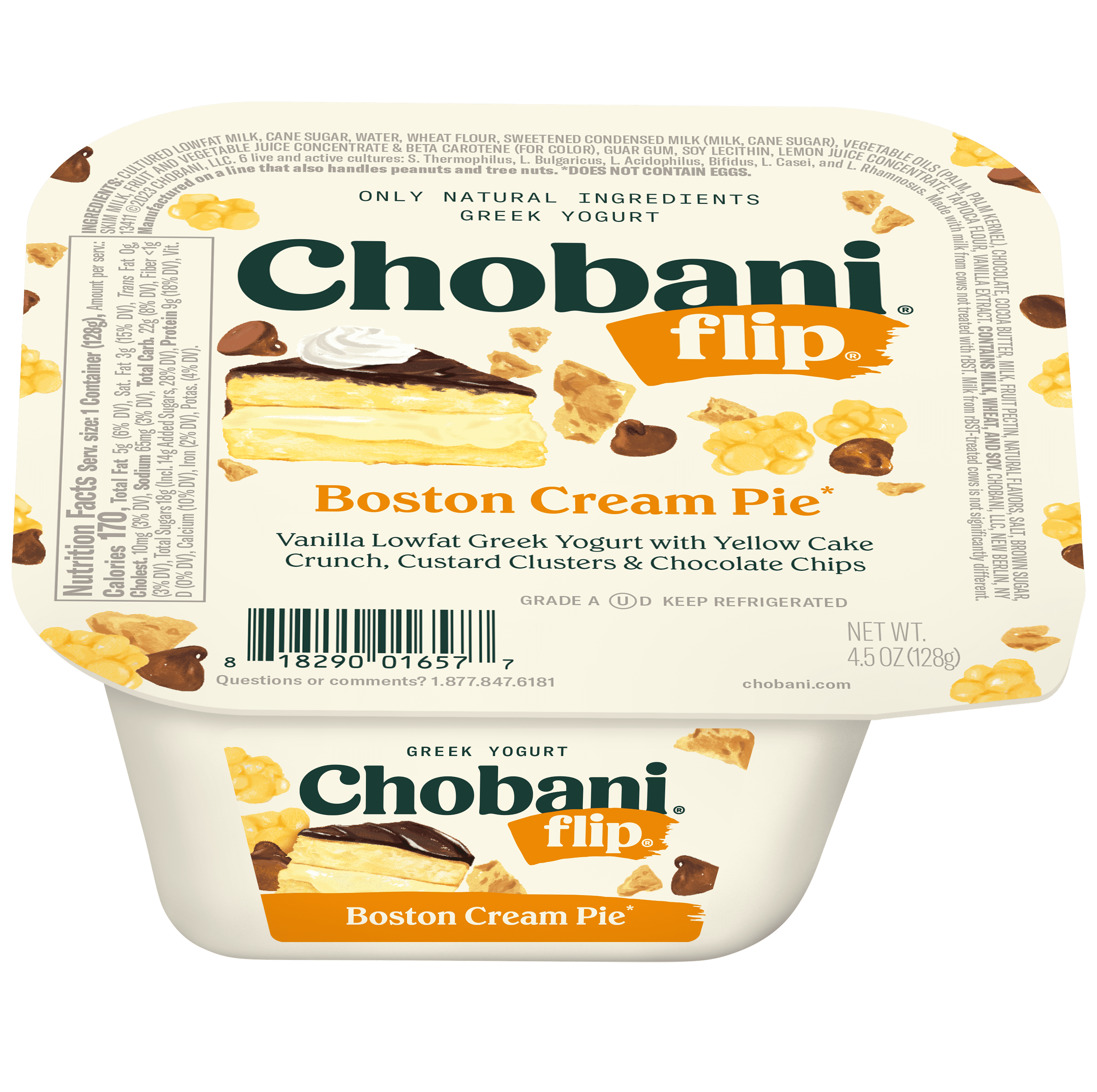 Chobani Flip Low-Fat Greek Yogurt Boston Cream Pie 4.5 oz Cup