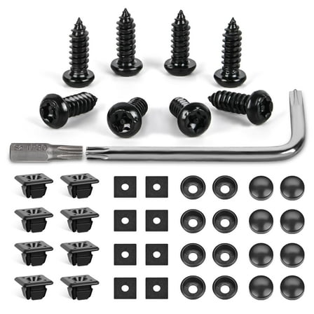 GOOACC 8Sets Anti-Theft Stainless Steel License Plate Screw Kit with Anti-Rust Stainless Steel Mounting Hardware and Nylon Fastener Nuts for Securing License Plates Frames on Cars, Trucks, SUVs