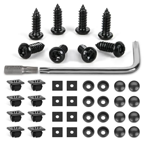 GOOACC 8Sets Anti-Theft Stainless Steel License Plate Screw Kit with Anti-Rust Stainless Steel Mounting Hardware and Nylon Fastener Nuts for Securing License Plates Frames on Cars, Trucks, SUVs