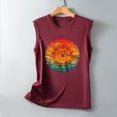 thumbnail image 5 of Odeerbi Tank Top for Women Sleeveless Cami Tops Casual Print Round Neck Loose T-Shirt Top Claret, 5 of 5