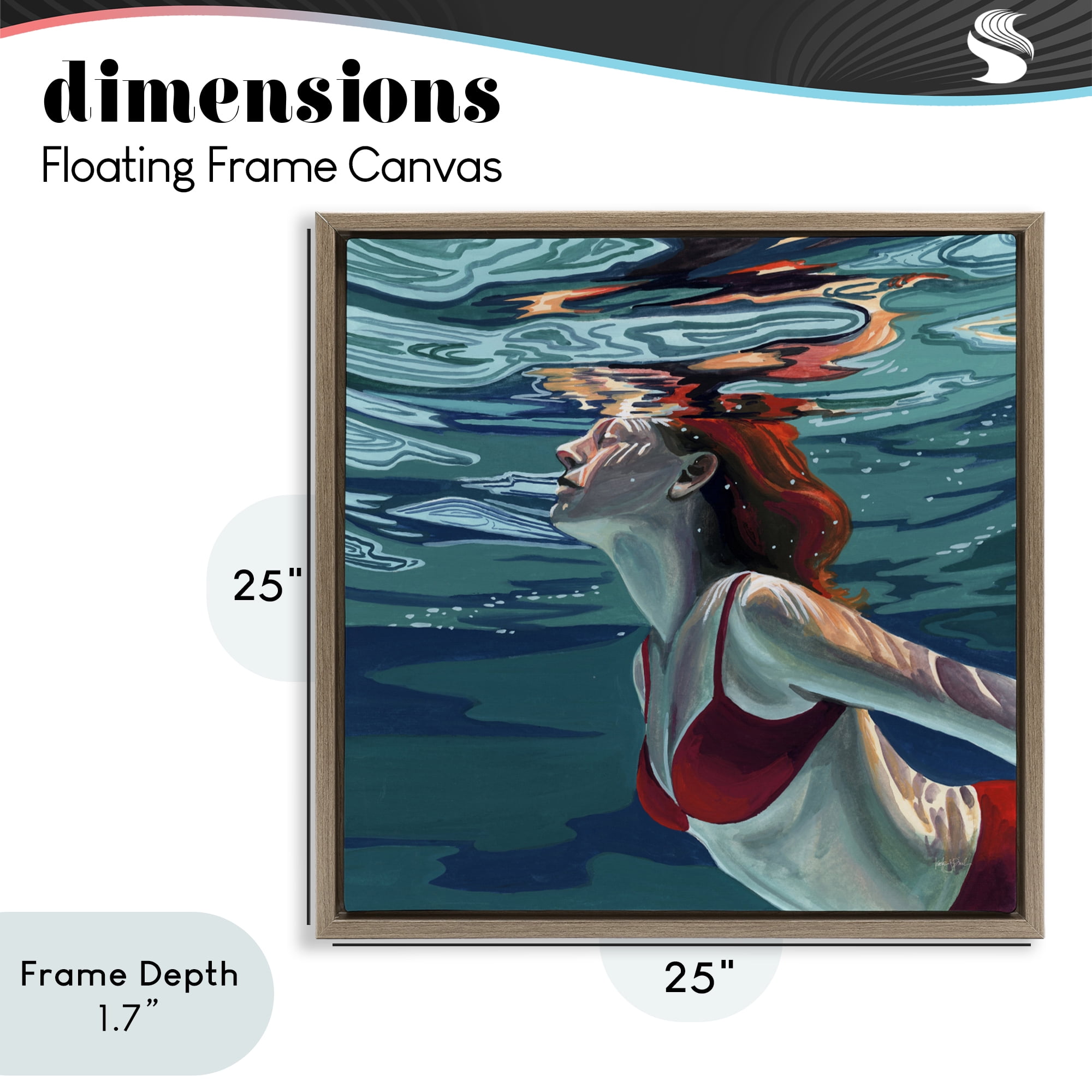 Stupell Industries Swimming To The Surface Brown Framed Floater Canvas Wall Art, design by Kate Jarvik Birch