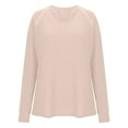 thumbnail image 5 of SMihono V Neck T Shirts for Women Long Sleeve Cute Tops Spring Winter Dressy Business Casual Blouses Trendy Basic Tees Clothes Beige XXL, 5 of 6